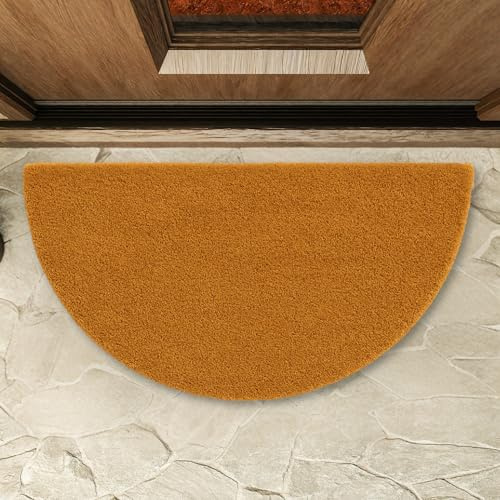 TECHZOCO Felpudo de Coco, Alfombra de Entrada de Casa, Felpudo ecológico de Fibra de Coco, Alfombrilla de Entrada, Tapete de Bienvenida, 100% Natural, Naturales sostenibles (40 x 60 cm, Semicircular)