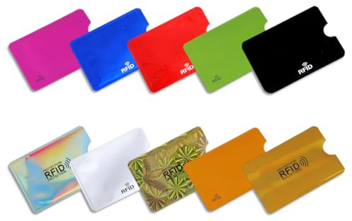 ROLKUFA 10 Pezzi Supporto Per Carte Rfid Colorato,Custodie Per Carte Di Credito,Un Set Di Coperture Sicure Per Carte Di Credito Senza Contatto E Clip Per Carte Antifurto