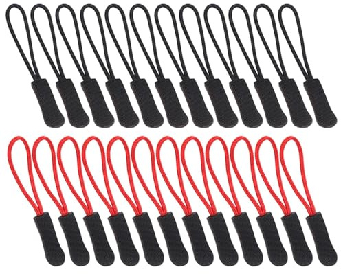 24Pcs Zip Pulls, Zip Tags Cord Pulls, Universal Zipper Pulls Replacement, Non-Slip Zip-Tags, Zipper Extension, Zipper-Pull Tab for Clothing, Rucksacks, Luggage, Handbags, Jackets