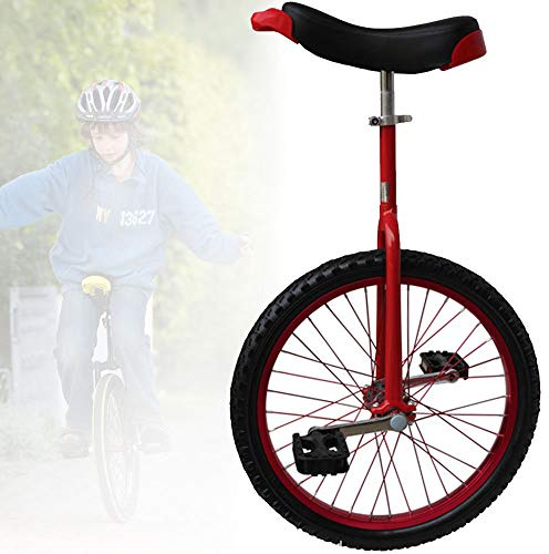 Enhjuling 16/18/20 tum, enhjuling med halkfria hjul, lättmetallfälg extra tjockt däck, justerbart säte, for utomhussport Fitness Träning Hälsa(Red,20inch)