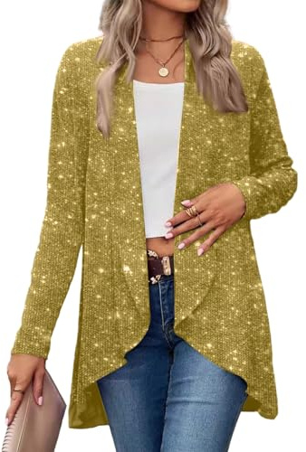 Blazer Lentejuelas Mujer Americana Lentejuelas Mujer Brillo Cárdigan Larga Fiesta Ropa Blusa Verano 2#Oro M
