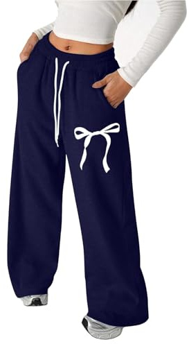 Flickor joggingbyxor med lös passform, rosett på bakficka, raka ben, lediga sportbyxor för småbarn, tonåringar, bekväm lekoutfit för vardagen