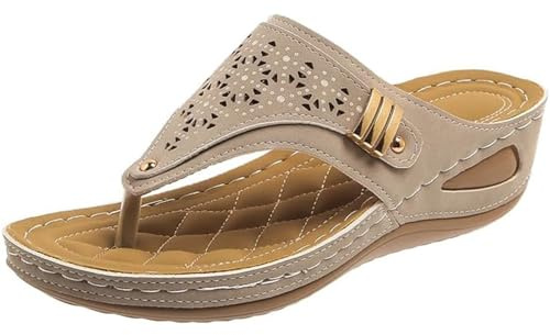 HEMNACU Sandali ortopedici separatori per dita da donna, infradito estive con solette, pantofole eleganti, scarpe estive, infradito confortevoli, grigio, 43 EU