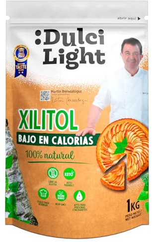 Dulci Light Xylitol Sweetener - Naturally Extracted from Birch Bark, 40% Fewer Calories than Sugar, Keto, Vegan, Coeliac and Diabetic Friendly Sugar Free Granules for Food and Drinks - 1kg