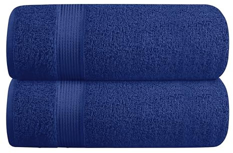GLAMBURG Baumwolle 2er-Pack Oversized Badetuch-Set 70 x 140 cm, große Badetücher, Ultra saugfähig, kompakt, schnell trocknend und leicht, Marineblau