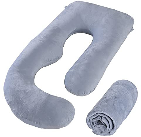 SLIGUY Housse de Coussin de Grossesse en Forme de G, taie d'oreiller de Rechange de 140 cm, utilisée pour Les oreillers de maternité, 100% Velours, Double Fermeture éclair, Tissu Extensible, Super