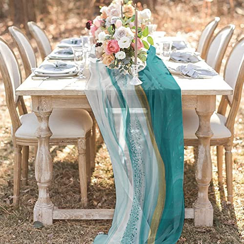 ZOYIEP 1 cortina transversal de gasa transparente, camino de mesa de gasa con diseño de mármol, decoración para fiestas de bebés, bodas, (19 × 55 pulgadas = 48 × 140 cm)