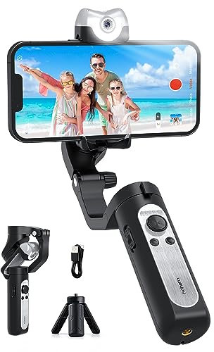 hohem iSteady V2S Smartphone Gimbal Estabilizador, 3-Axis Gimbal Móvil, Seguimiento AI, Portátil y Plegable, Gimbal para Android y iPhone con Luz de Relleno, Gimbal Estabilizador para Youtube/TikTok