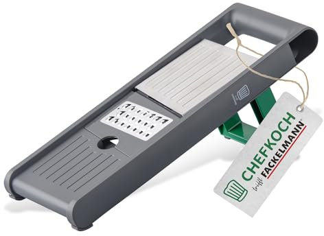 FACKELMANN Chefkoch Gemüsehobel 6-teilig – Mehrzweck Gemüseschneider zum Reiben, Hobeln, Raspeln & Julienne – Inklusive 4 Einsätze & Aufbewahrungsbehälter