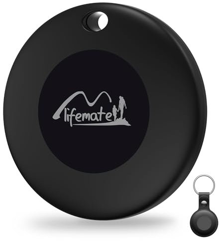 Bluetooth Tracking Tag with Leather Keychain, MFi Certified Key Finder Locator, Luggage Tracker, Works with Find My App iOS Only, Item Finder for Car Keys, Bags, Backpacks, 1-Pack