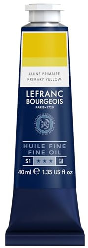 Lefranc Bourgeois 301755 Feine Ölfarbe in hervorragender Qualität,lichtecht mit gleichmäßige Konsistenz, 40ml Tube, ideal für Keilrahmen, Leinwand, Malkarton - Zitronengelb