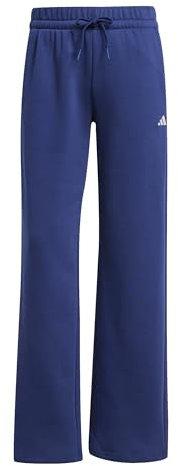 adidas Damen Essentials SMALL Logo Feel Cozy Open Hem Pants, Dark Blue/White, L