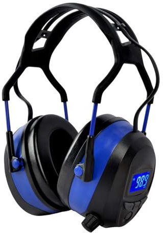 GARDTECH Bluetooth-Gehörschutz mit Geräuschunterdrückung und kabellosem Radio, MP3-Player, FM-Sicherheits-Ohrenschützer mit LCD-Display, 4 GB, SD-Karte, Erwachsenen-Gehörschutz für Garten,