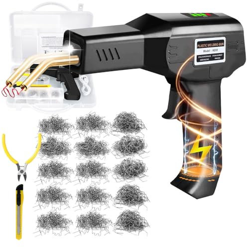 Vmxlso Cordless Plastic Welding Kit, 200W Plastic Welder, 5000mAh USB Rechargeable Wireless Plastic Repair Kit, Bumper Repair Kit with 1050PCS Hot Stapler(6 Shapes) for Car Bumpe Plastic Crack Repair