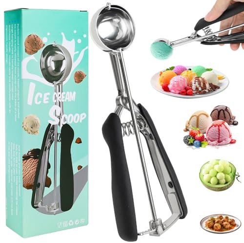 XINFAQAQ Cucchiaio Gelato 4 cm Porzionatore Per Gelato Cucchiaio per Gelato Acciaio Inox 304 con Grilletto per Gelati, Polpette di Riso, Impasti, Torte, Polpette e Polpa di Frutta