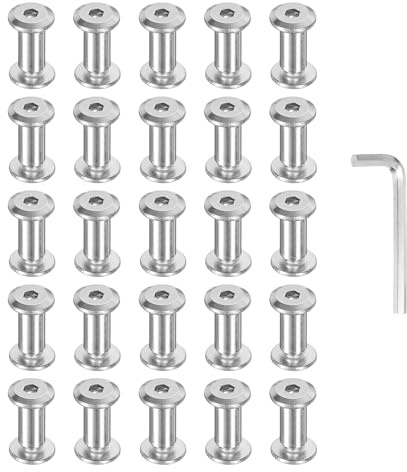 PATIKIL M4x4mm Hex Chicago Screws 5x10mm, 20Pcs 304 Stainless Steel Metric Hex Drive Socket Cap Binding Post Screw Posts for Scrapbook Leather Belt Album Furniture Repair, Silver