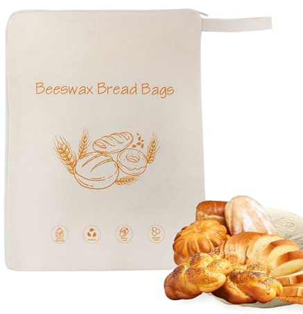 Borsa per il pane, riutilizzabile, per conservare la freschezza, con cerniera, per pane, panini, impasti, cucina, piano di lavoro, congelatore, casa, campeggio