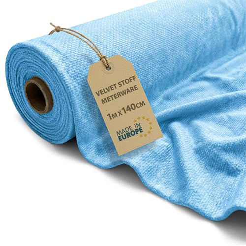 Sammetstyg Metervara Mjuk Sammet 1 M x 140 cm – Möbeltyg Dekorationstyg för Kuddar Gardiner Patchwork Sömnad och Pyssel Slitstarkt Hudvänligt och Elegant Himmelsblå