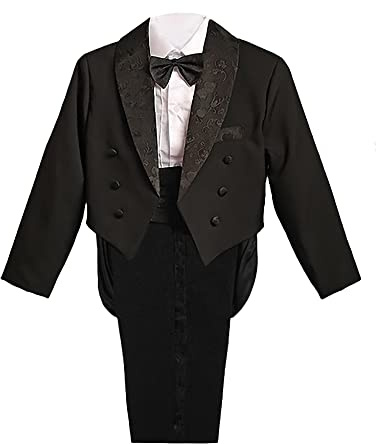 Lito Angels Liten Pojkar Smoking Bröllopskostym & Blazers, Pageboy Formell Outfit 5 Stycken Set med Cummerbund, Ålder 7 år, Svart