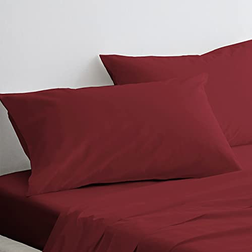 Pizuna Luxuriöser Soft-Satin 2er Pack Kissenbezug 40x80 cm Rio Rot, 800 Fadenzahl Baumwolle Quadratisch Kissenbezüge, 100% Langstapel Baumwolle Kissenbezug Rio Rot,40x80 cm