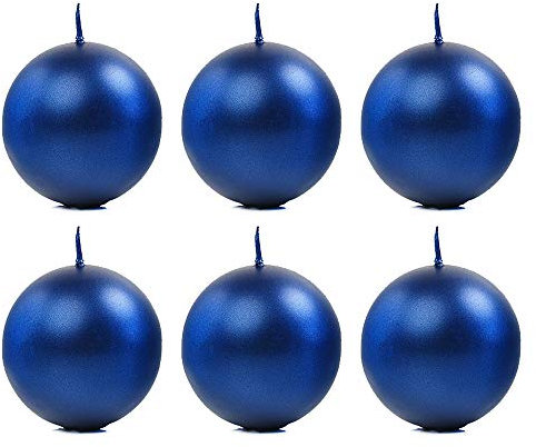 DekoHaus Kugelkerzen Metallisch Blau 8 cm – 6 Stück Kerzen rund, Brenndauer ca. 20 Std, Dekokerzen für Hochzeit, Weihnachten, Geburtstag, Party, Dinner