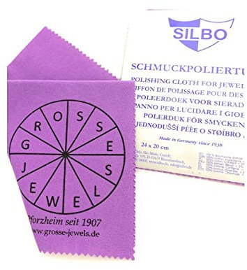 GrosseJewels Poliertuch/Pflegetuch zur Reinigung von schwarzen Oberflächen - für Schmuck, Besteck, Uhren; Neuer langanhaltender Glanz (1x Lila - für oxidierten Schmuck)
