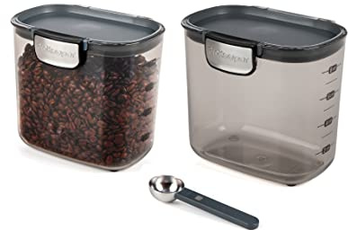 Progressive International ProKeeper+ Clear Plastic Airtight Food Baker's Kitchen Storage Organization Container Canister Set with Magnetic Accessories, 2- Piece Set (Coffee 2-Quart)