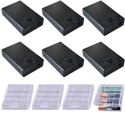 GTIWUNG 6 Pezzi 3 x AA 4.5V Supporto Batteria con Interruttore On/Off e Coperchio, Custodia per Batterie AA in Plastica con Presa USB Femmina, 3AA Porta Batterie con Presa USB e Interruttore ON/OFF