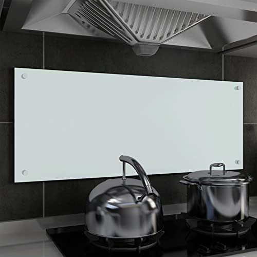 Sufrk Protección Salpicaduras Cocina Vidrio Templado Blanco 100x40 cm Cubre VitroceráMica Cristal Templado