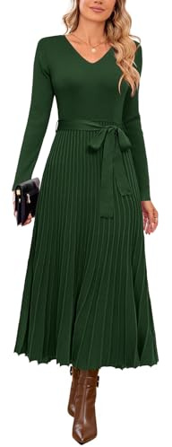Arach&Cloz Women's Wool Blend Fall Long Sleeve Midi Sweater Dress