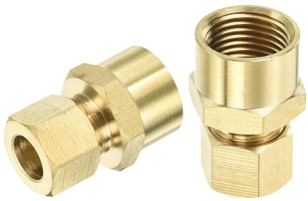 sourcing map 5Pcs Brass Compression Tube Fitting, 3/8 Tube OD x 3/8 NPT Female Connector Straight Coupling Adapter Union Fittings