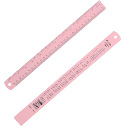 PATIKIL Righello Metallico Da 30cm/12 Pollici, Righello In Lega Di Alluminio Con Misurazioni In Pollici E Centimetri Per Ufficio Disegno Tecnico, Rosa