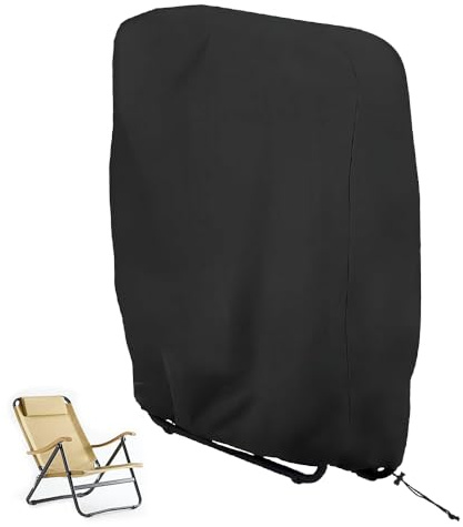 Udbrud Housse Chaise Jardin, Housse de Protection pour Chaise Longue Pliante, Pliante BâChe Oxford Transat Jardin pour Chaises Empilables Anti-UV, Imperméable, Anti-poussière (Noir)