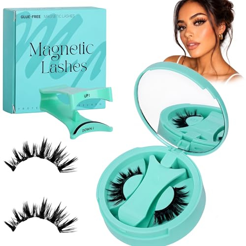Magnete magnetico per ciglia con clip per ciglia, intensivo e denso, forte assorbimento, imballaggio ecologico verde, materiale di aggiornamento morbido, ciglia magnetiche, look naturale per tutti i