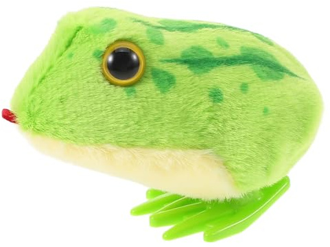 Gogogmee Plush Frog Wind-up for Boy Girl Soft Animal Clockwork with Realistic Hopping Action Soothing Comfort and Crawl Stimulation for Boy Girl Year Development