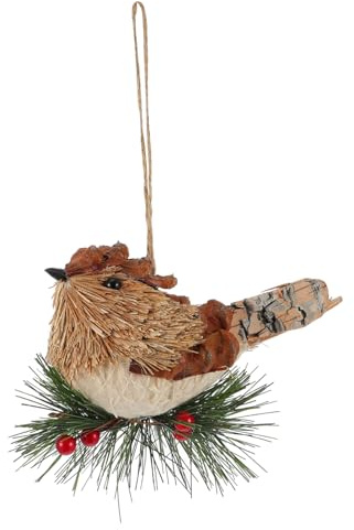 MOTHNUR Christmas Decorative Woven Straw Bird Pendant Hanging Ornament for Home and Party Natural Color Handmade Festival Decoration Wall Hanging Gift for Holiday Scenes and Photo Props