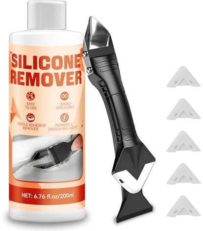 NoxGule Enlever Joint Silicone, Dissolvant Silicone, Dissout Joint Silicone, Rapidement Efficacement, Convient pour cuisines, salles de bains, éviers, Comprend Lisseur Joint Silicone, 200 ml