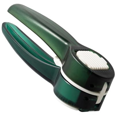 POPETPOP Prensa de Ajo Manual de Doble Uso para Cocina, Trituradora y Rebanadora de Jengibre y Ajo Portátil, Herramienta Multiusos en Acero Inoxidable, Color Transparente Verde, Adecuado