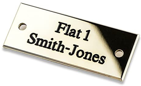 Engraving Studios Rectangular solid brass engraved nameplate, Small 50mm x 20mm. Personalised engraved memorial plaque
