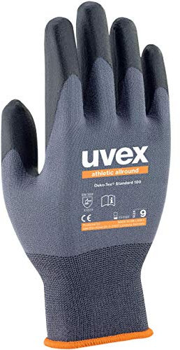 Uvex Athletic All-Round Assembly Gloves - 1 Pair Mechanic Work Gloves, grey (11/XL)