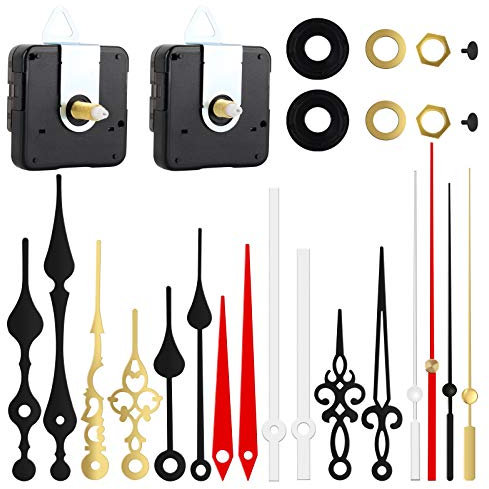 DASHUAIGE 2 Stück stilles Quarz-Uhrwerk, 6 Paar Lange Achse und Kurze Achse Uhrwerk mit manueller Batterieversorgung, Wanduhr-Mechanismus Teile Motor Ersatz DIY Reparatur Teile (Bunt)