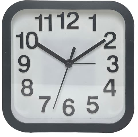 MIJOMA Analoger Quarz-Wecker Tischuhr im Retro-Design, 13 x 13 cm (schwarz)