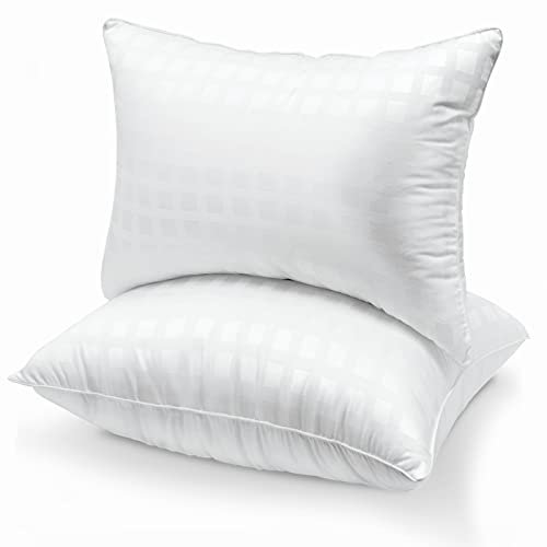 Oreiller 50x70cm Lot de 2 Oreillers Ferme 100% Microfibre, Oreiller Anti-acarien Anti-Allergies Ergonomique pour Dormeurs sur Le Dos Le Côté Le Ventre, Oreillers Gonflants Qualité Hotêl Lavable, Blanc