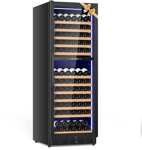 Velieta 24 Inch Dual Zone Wine Cooler Refrigerator, Large Capacity Freestanding/Built-in Upgraded Professional Wine Fridge with Powerful Compressor, Advanced Cooling System, Quiet Operation, Black