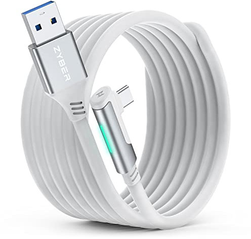ZYBER Link Kabel 5M für PICO 4 Zubehör for Quest 2/3/3S Hohe Geschwindigkeit USB 3.0 zu USB C Kabel für PC/Steam VR, Link Kabel für Meta Quest Pro 2/1 Gaming PC