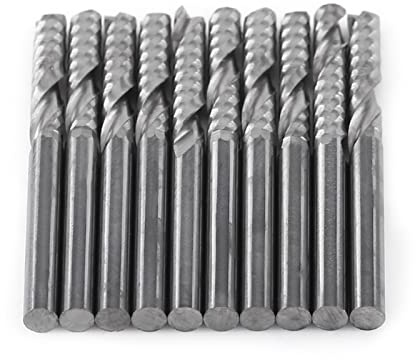 Artillery Frese a candela, 10 pezzi Fresa a spirale in metallo duro Fresa a flauto singolo Router CNC 4 mm Fresa a spirale a flauto con gambo Fresa a candela Set di frese per trapano Fresa a candela