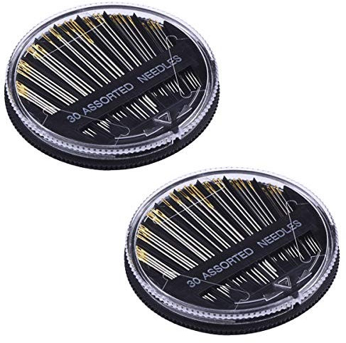 Nähnadeln, 90 Stück Stopfnadeln 3-5cm Handnadeln mit 3 Stück Nadeleinfädler, Nadelset Sticknadeln für Hand Nähen Handwerk