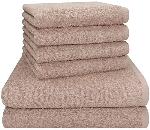 Betz Berlin 6er Set 2X Maxi Duschtuch 100 x 150 cm 4X Handtuch 50 x 100 cm 100% Baumwolle Farbe Cappuccino - Berlin