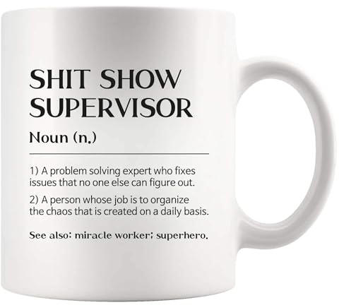 Panvola Show Supervisor Definition Mug – Present för kollegor – 11 uns – 3,3 dl | Sarkastisk gåva kontor humor gåvor keramisk mugg nyhet dryckesartiklar