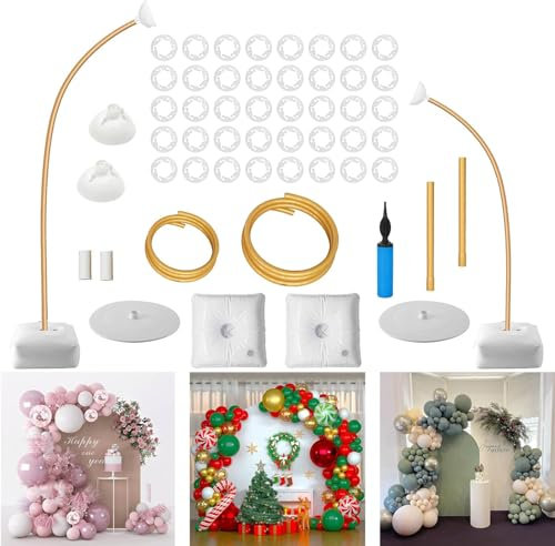 Kit de soporte de arco de globos de 2,5 m y 1,5 m, soporte de columna de globo de medio arco doblado, soporte de globo para suelo para boda, cumpleaños, graduación, aniversario, Navidad, Halloween
